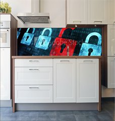 Fototapeta do kuchyn flie 180 x 60, 41908523 - Security concept: Lock on digital screen - Koncepce zabezpeen: Uzamknte digitln obrazovku