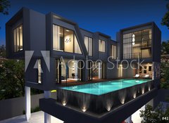 Samolepka flie 100 x 73, 41935014 - 3D render of modern house