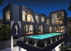 Fototapeta pltno 160 x 116, 41935014 - 3D render of modern house - 3D vykreslovn modernho domu