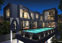 Fototapeta papr 184 x 128, 41935014 - 3D render of modern house - 3D vykreslovn modernho domu