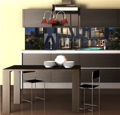 Fototapeta do kuchyn flie 260 x 60, 41935014 - 3D render of modern house