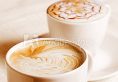 Fototapeta vliesov 145 x 100, 41936677 - Coffee cup with artistic cream decoration - Kvov lek s umleckou krmovou vzdobou