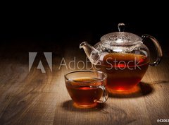 Fototapeta330 x 244  Tea Set on a Wooden Table, 330 x 244 cm