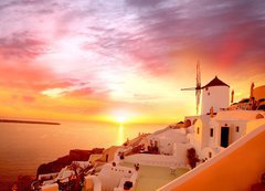 Samolepka flie 200 x 144, 42063606 - Santorini with old Windmill in Oia village, Greece - Santorini se starm vtrnm mlnem v obci Oia, ecko