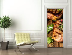 Samolepka na dvee flie 90 x 220, 42261882 - Grilled beef steak - Grilovan hovz steak