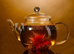 Fototapeta pltno 160 x 116, 42285259 - glass teapot and cup with exotic green tea