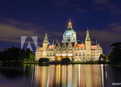 Samolepka flie 200 x 144, 42367432 - City Hall of Hannover, Germany by night