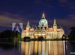 Samolepka flie 270 x 200, 42367432 - City Hall of Hannover, Germany by night