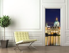 Samolepka na dvee flie 90 x 220, 42367432 - City Hall of Hannover, Germany by night