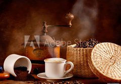 Fototapeta papr 184 x 128, 42479858 - Caff tostato e macinato con cappuccino caldo