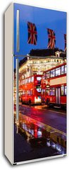 Samolepka na lednici flie 80 x 200  Red Bus on the Rainy Street of London in the Night, United Kingd, 80 x 200 cm