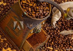 Fototapeta papr 184 x 128, 42595888 - Kaffee. Kaffeebohnen und Kaffeem hle