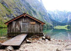 Fototapeta160 x 116  log cabin in Obersee,koenigssee, Berchtesgaden, 160 x 116 cm