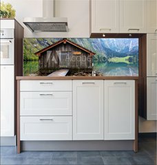 Fototapeta do kuchyn flie 180 x 60, 42625977 - log cabin in Obersee,koenigssee, Berchtesgaden
