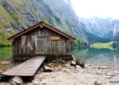 Fototapeta vliesov 200 x 144, 42625977 - log cabin in Obersee,koenigssee, Berchtesgaden