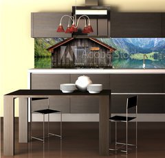 Fototapeta do kuchyn flie 260 x 60, 42625977 - log cabin in Obersee,koenigssee, Berchtesgaden