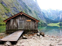 Fototapeta vliesov 270 x 200, 42625977 - log cabin in Obersee,koenigssee, Berchtesgaden