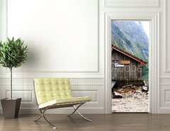 Samolepka na dvee flie 90 x 220, 42625977 - log cabin in Obersee,koenigssee, Berchtesgaden