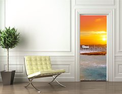 Samolepka na dvee flie 90 x 220  Ibiza Cala Conta Comte Compte sunset, 90 x 220 cm