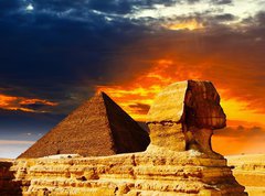 Fototapeta vliesov 270 x 200, 42751455 - Great Sphinx and the Pyramids at sunset