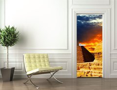 Samolepka na dvee flie 90 x 220, 42751455 - Great Sphinx and the Pyramids at sunset - Velk sfinga a pyramidy pi zpadu slunce