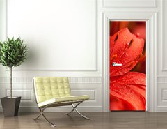 Samolepka na dvee flie 90 x 220  red lilly flowers, 90 x 220 cm