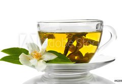 Fototapeta pltno 174 x 120, 42891884 - cup of green tea with jasmine flowers isolated on white