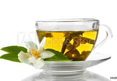 Fototapeta papr 184 x 128, 42891884 - cup of green tea with jasmine flowers isolated on white