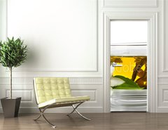 Samolepka na dvee flie 90 x 220, 42891884 - cup of green tea with jasmine flowers isolated on white