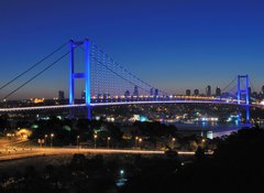 Samolepka flie 100 x 73, 42973371 - A Blue Evening Istanbul Bosphorus Bridge - Modr Evening Istanbul Bosphorus Bridge