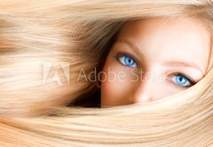 Samolepka flie 145 x 100, 43028918 - Blond Girl. Blonde Woman with Blue Eyes - Blond Dvka. Blondnka s modrmi oima