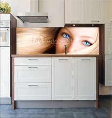 Fototapeta do kuchyn flie 180 x 60  Blond Girl. Blonde Woman with Blue Eyes, 180 x 60 cm