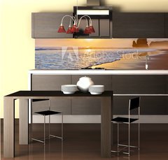 Fototapeta do kuchyn flie 260 x 60  sunset ocean, 260 x 60 cm