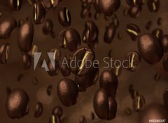 Samolepka flie 100 x 73  Coffee beans cascade, 100 x 73 cm