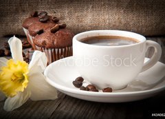 Fototapeta vliesov 200 x 144, 43406270 - cup of coffee and chocolate cake  - lek kvy a okoldovho dortu