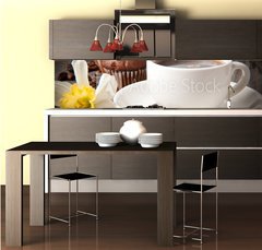 Fototapeta do kuchyn flie 260 x 60, 43406270 - cup of coffee and chocolate cake 