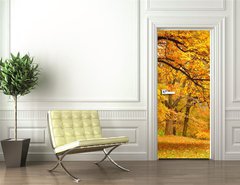 Samolepka na dvee flie 90 x 220  Autumn / Gold Trees in a park, 90 x 220 cm