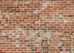 Fototapeta plátno 160 x 116, 434149038 - Panoramic rugged old red brown bricks wall. texture background