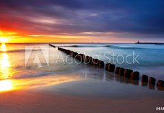 Fototapeta145 x 100  Baltic sea at beautiful sunrise in Poland beach., 145 x 100 cm