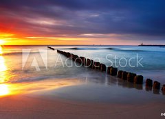 Fototapeta pltno 160 x 116, 43416321 - Baltic sea at beautiful sunrise in Poland beach.