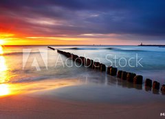 Fototapeta vliesov 200 x 144, 43416321 - Baltic sea at beautiful sunrise in Poland beach.