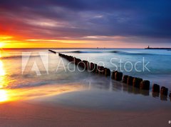 Fototapeta270 x 200  Baltic sea at beautiful sunrise in Poland beach., 270 x 200 cm