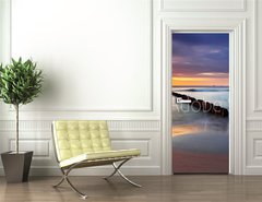 Samolepka na dvee flie 90 x 220  Baltic sea at beautiful sunrise in Poland beach., 90 x 220 cm