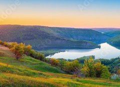Fototapeta plátno 160 x 116, 434259708 - Vivid sunrise landscape in the national nature park Podilski Tovtry, canyon and Studenytsia river is tributary of Dnister river, view from above