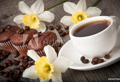 Fototapeta vliesov 145 x 100, 43427094 - cup of coffee and chocolate cake