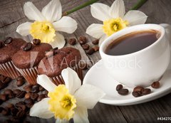 Fototapeta vliesov 200 x 144, 43427094 - cup of coffee and chocolate cake