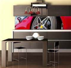 Fototapeta do kuchyn flie 260 x 60  red sports car, 260 x 60 cm