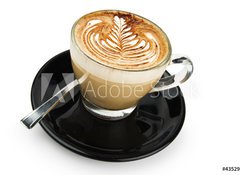 Samolepka flie 100 x 73, 43529301 - cup of cappuccino with artistic cream decoration - lek cappuccina s umleckou krmovou vzdobou