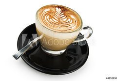 Fototapeta papr 184 x 128, 43529301 - cup of cappuccino with artistic cream decoration - lek cappuccina s umleckou krmovou vzdobou