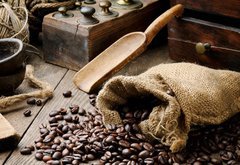 Fototapeta vliesov 145 x 100, 43606423 - Roasted coffee beans in vintage setting